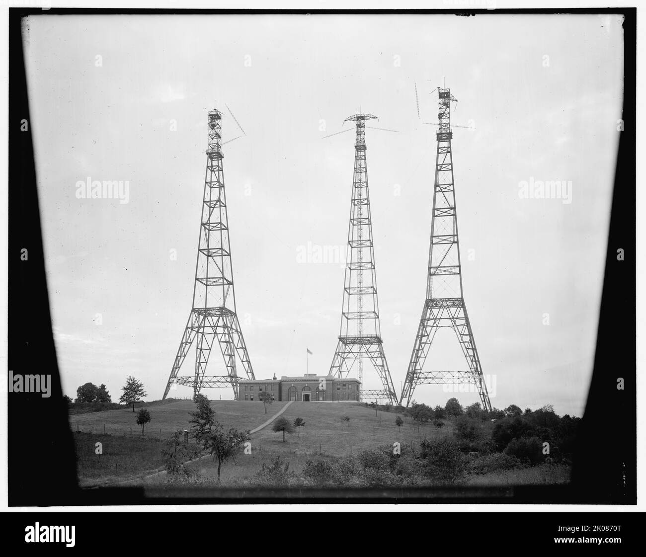 Radio towers, between 1910 and 1920. USA. Stock Photo