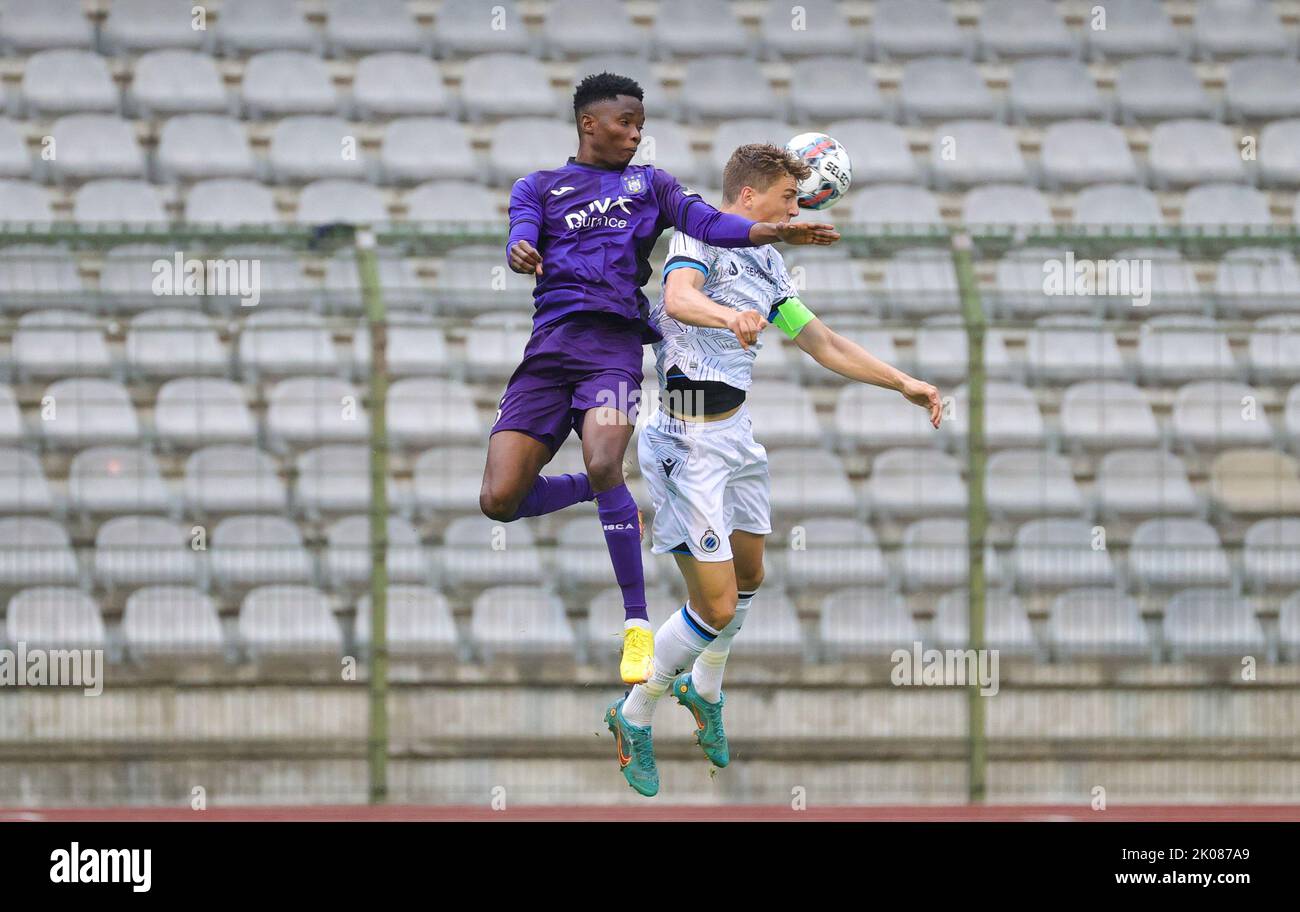 RSCA Futures' Mohamed Bouchouari and Beveren's Kevin Hoggas fight for the  ball during a soccer match, Stock Photo, Picture And Rights Managed  Image. Pic. VPM-41254264