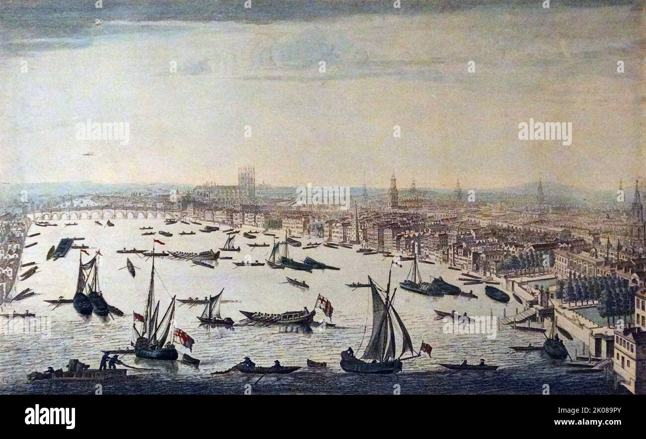 The south east prospect of Westminster. Painting, c18th century Stock Photo