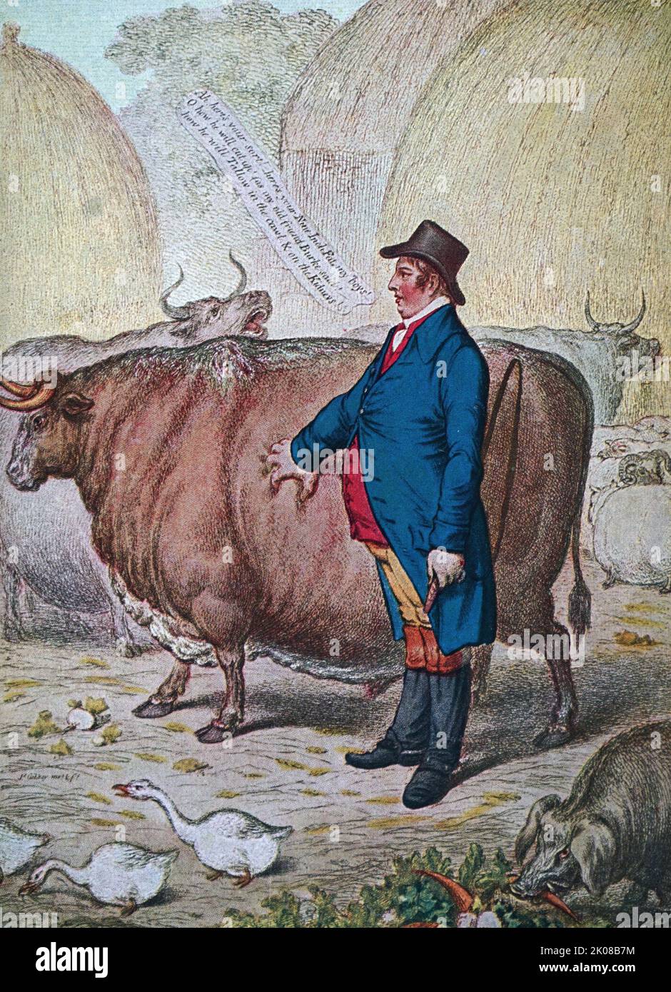 Cattle farmer in South Africa. Illustration by James Gillray Stock Photo