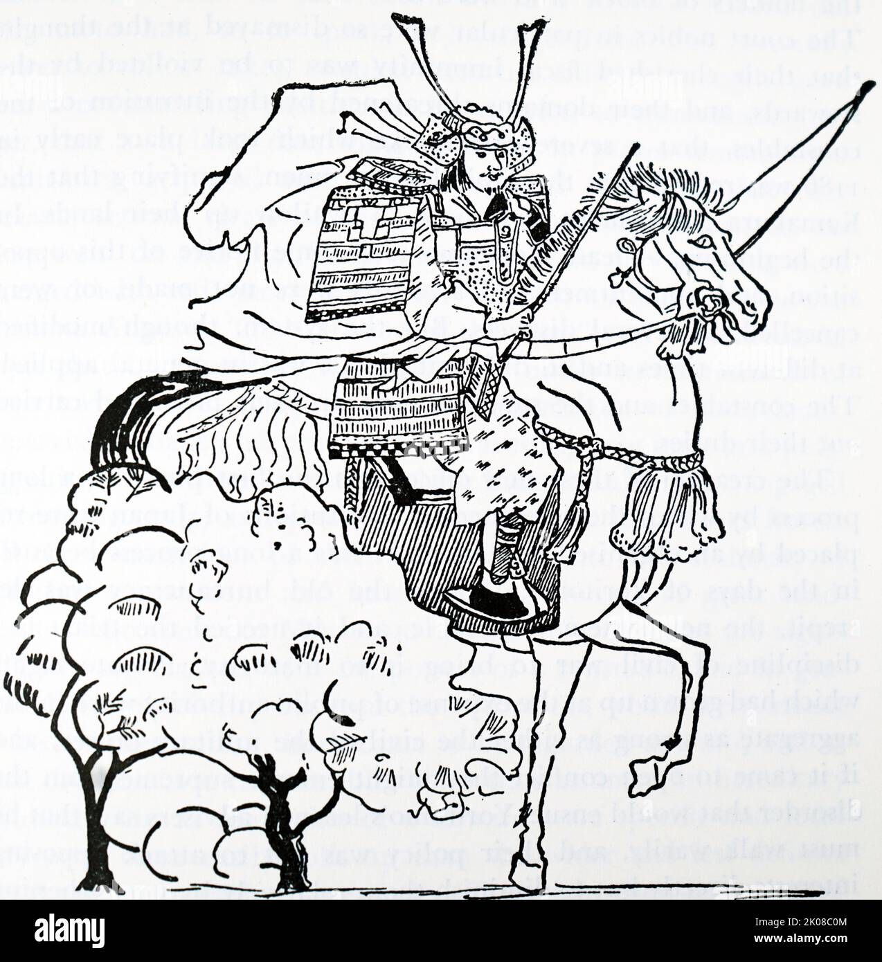 A feudal commander in the field. After a Kamakura period scroll Stock Photo