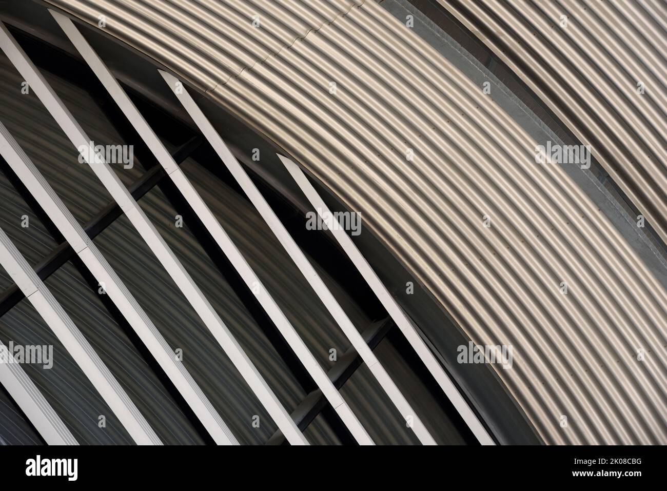 Steel Blinds or Sun Blinds of Modern Wine Cellars or Winery designed by Jean Nouvel in 2008 at Domaine La Coste or Chateau La Coste Provence France Stock Photo