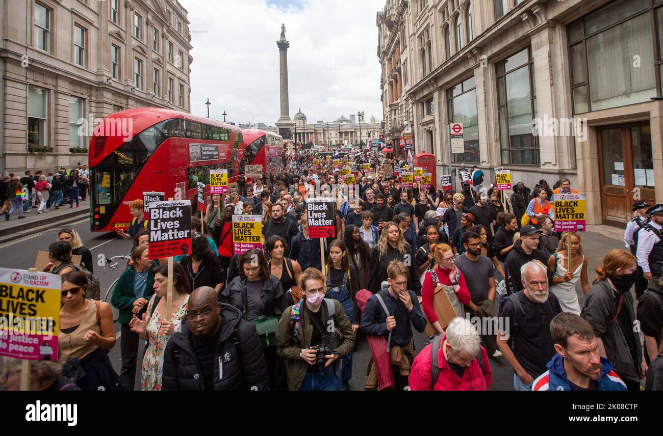 London, England, UK. 10th Sep, 2022. Thousand sof Black Lives Matter protesters stage a protest in central London demanding justice for 24 year old black man, Chris Kaba, who was shot dead by the police last week. (Credit Image: © Tayfun Salci/ZUMA Press Wire) Stock Photo