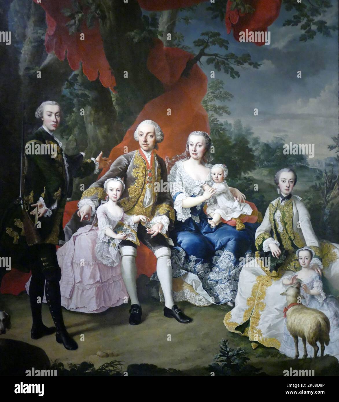The Family of Count Nikolaus Palffy von Erdod, c1760, by Martin van Meytens (24 June 1695 - 23 March 1770) was a Swedish-Austrian painter who painted members of the Royal Court of Austria such as Marie Antoinette, Maria Theresa of Austria, Francis I, Holy Roman Emperor, the Emperor's family and members of the local aristocracy. Nikolaus VI Graf Palffy von Erdod (1 March 1657 - 20 February 1732) was a Hungarian nobleman, Imperial Field marshal and Palatine of Hungary Stock Photo