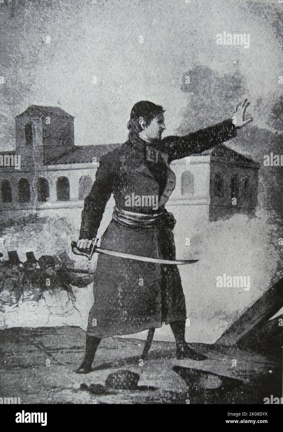 Santiago Sas y Casayau, born in Zaragoza, in 1774 and died in Zaragoza in 1809. Aragonese clergyman who distinguished himself in the defense of Zaragoza during the Sieges in the war of Spanish independence Stock Photo