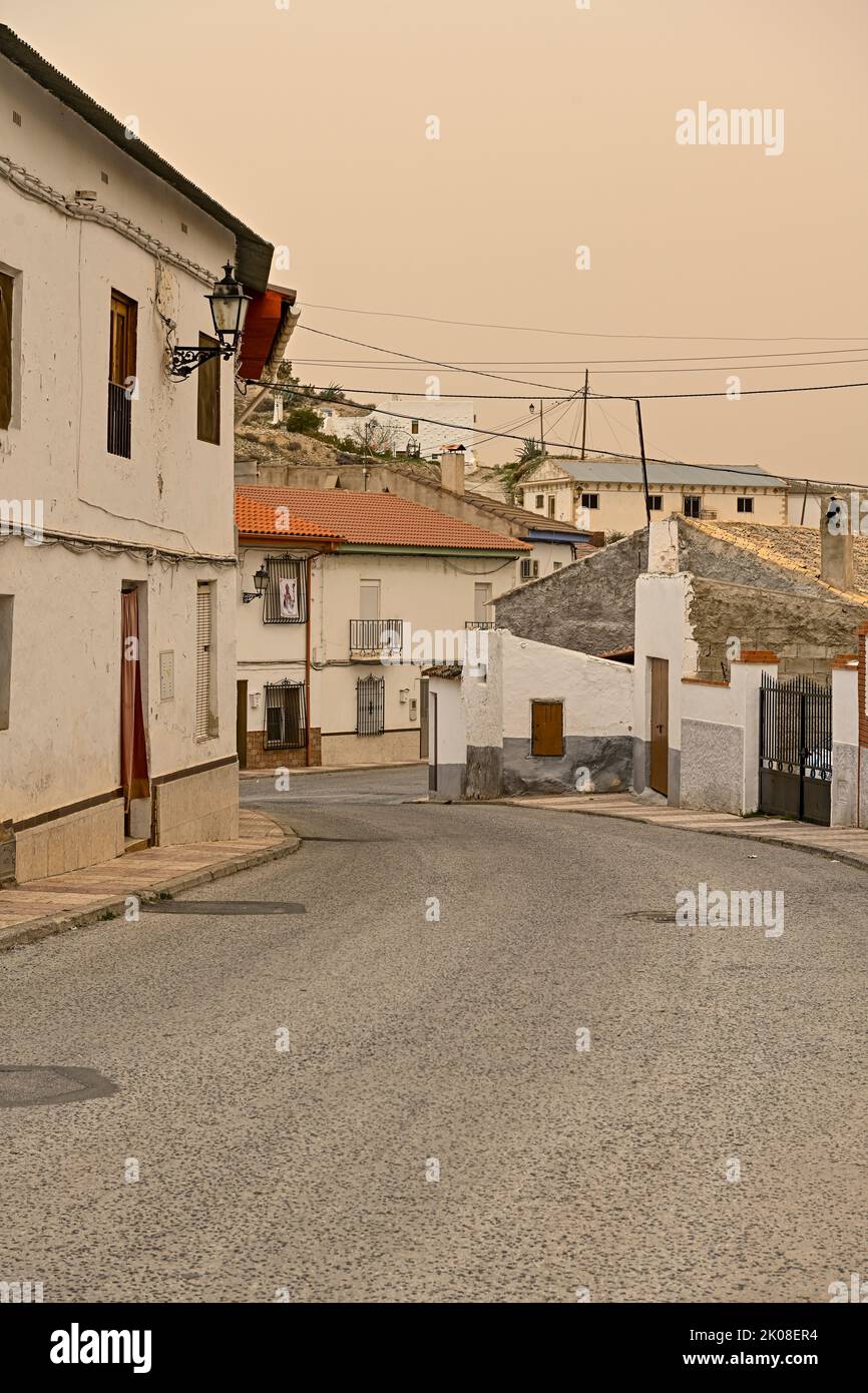Small street of a rural town in the countryside. Stock Photo