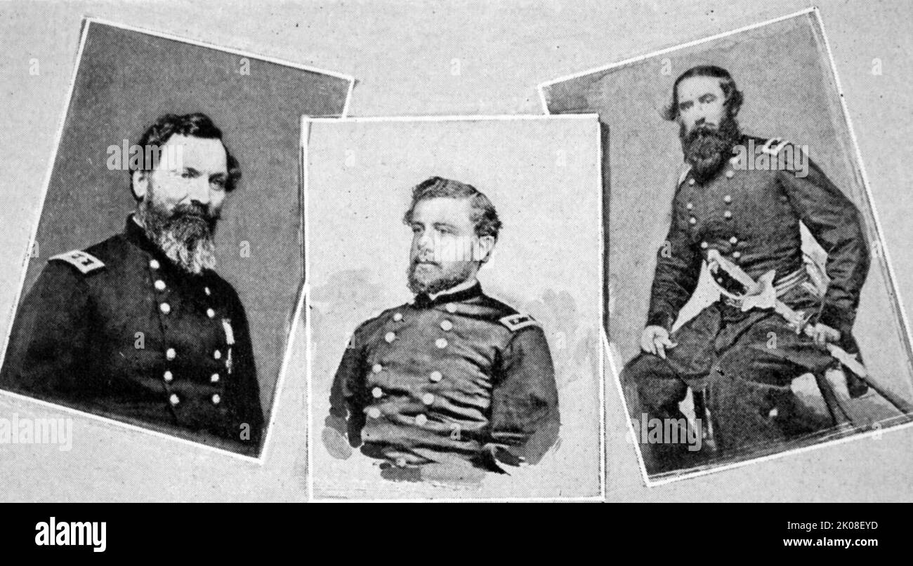 Bvt. Major General J. R. Brooke, Major General J. Sedgwick and Brig. General W. W. Burns were officers in the American Civil War Stock Photo