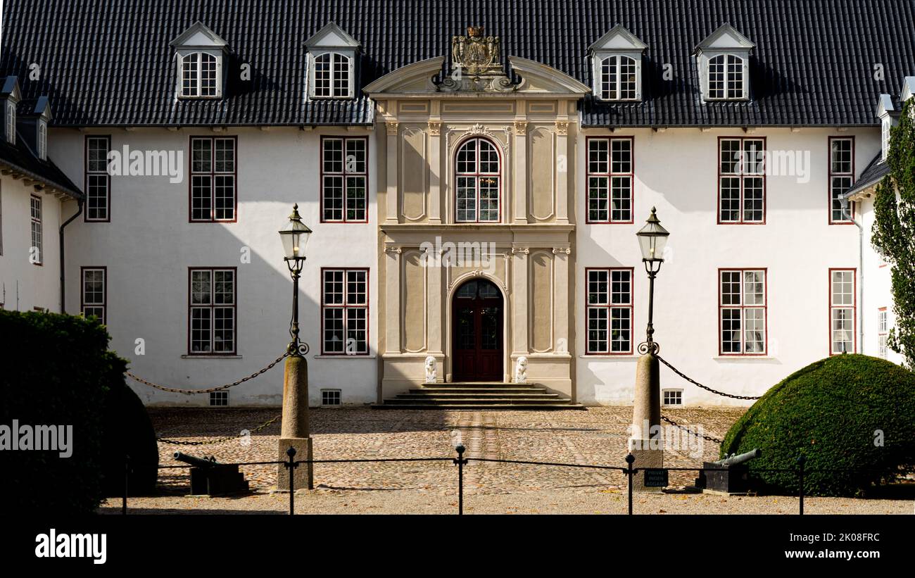 Main facade of Schackenborg castle in Møgeltønder, Denmark Stock Photo