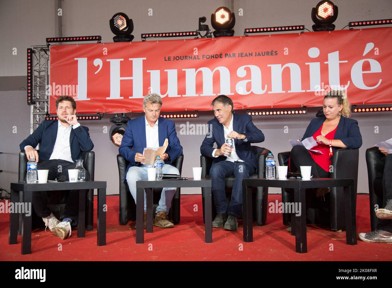 Julien Bayou, Fabien Roussel, Olivier Faure, Mathilde Panot during the ...