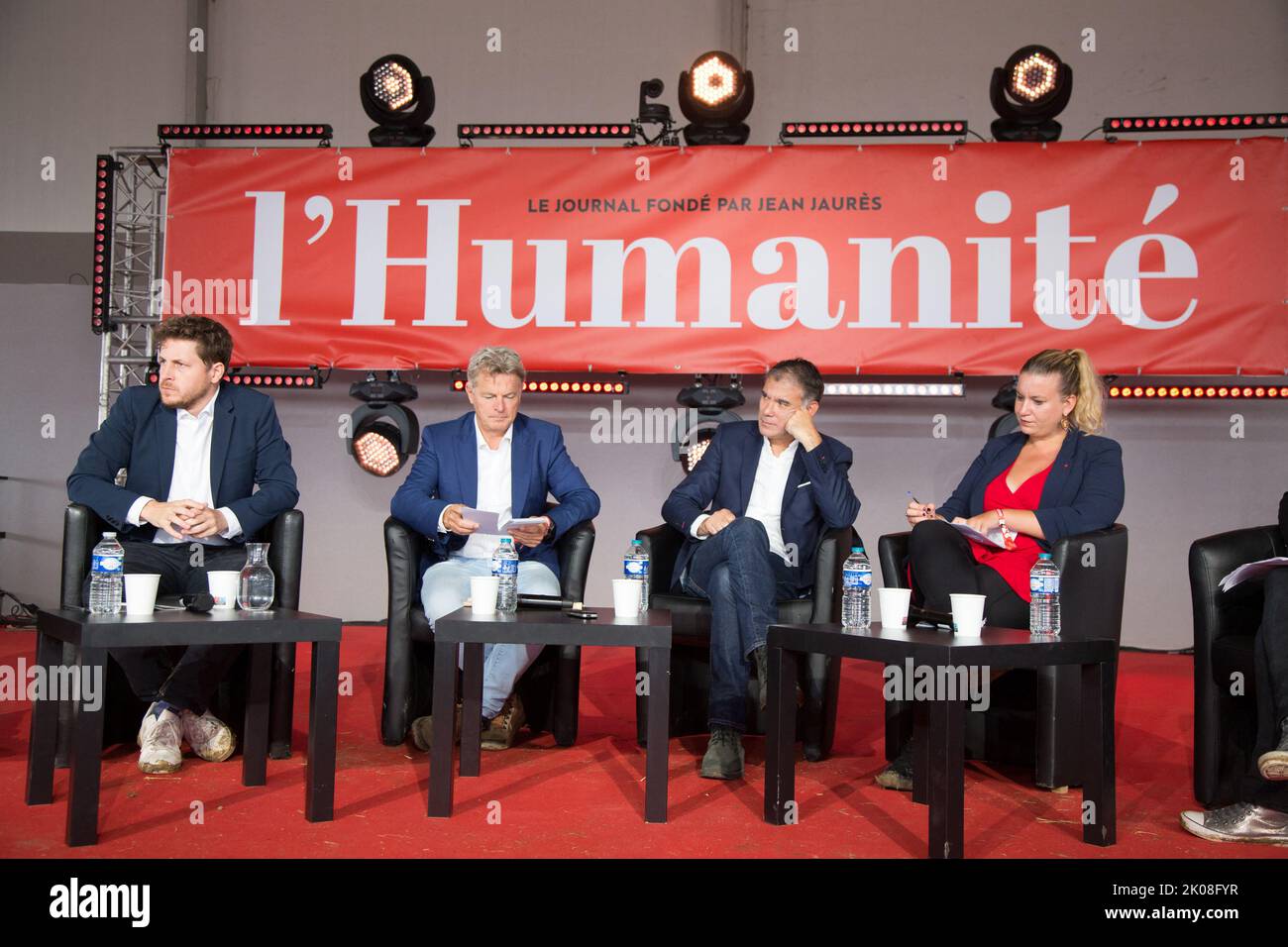Julien Bayou, Fabien Roussel, Olivier Faure, Mathilde Panot during the ...