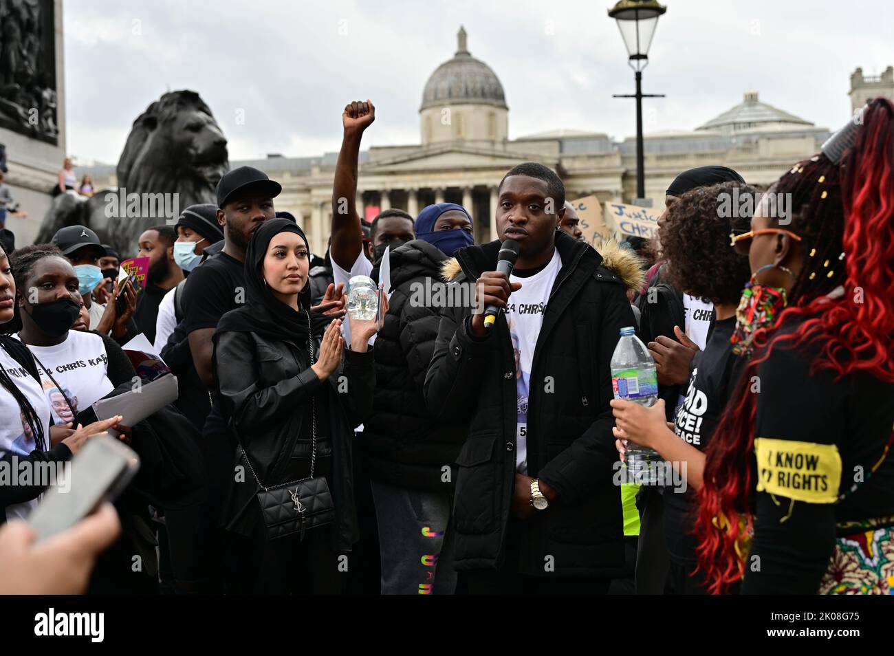 10th September 2022, London, UK. A demonstration for Chris Kaba's assembly on Parliament Square, a march to New Scotland Yard while his family asks for a murder investigation. Chris Kaba, a young man who was only 24, was about to become a father. Everyone struggles for justice for all victims killed by the police. Credit: See Li/Picture Capital/Alamy Live News Stock Photo