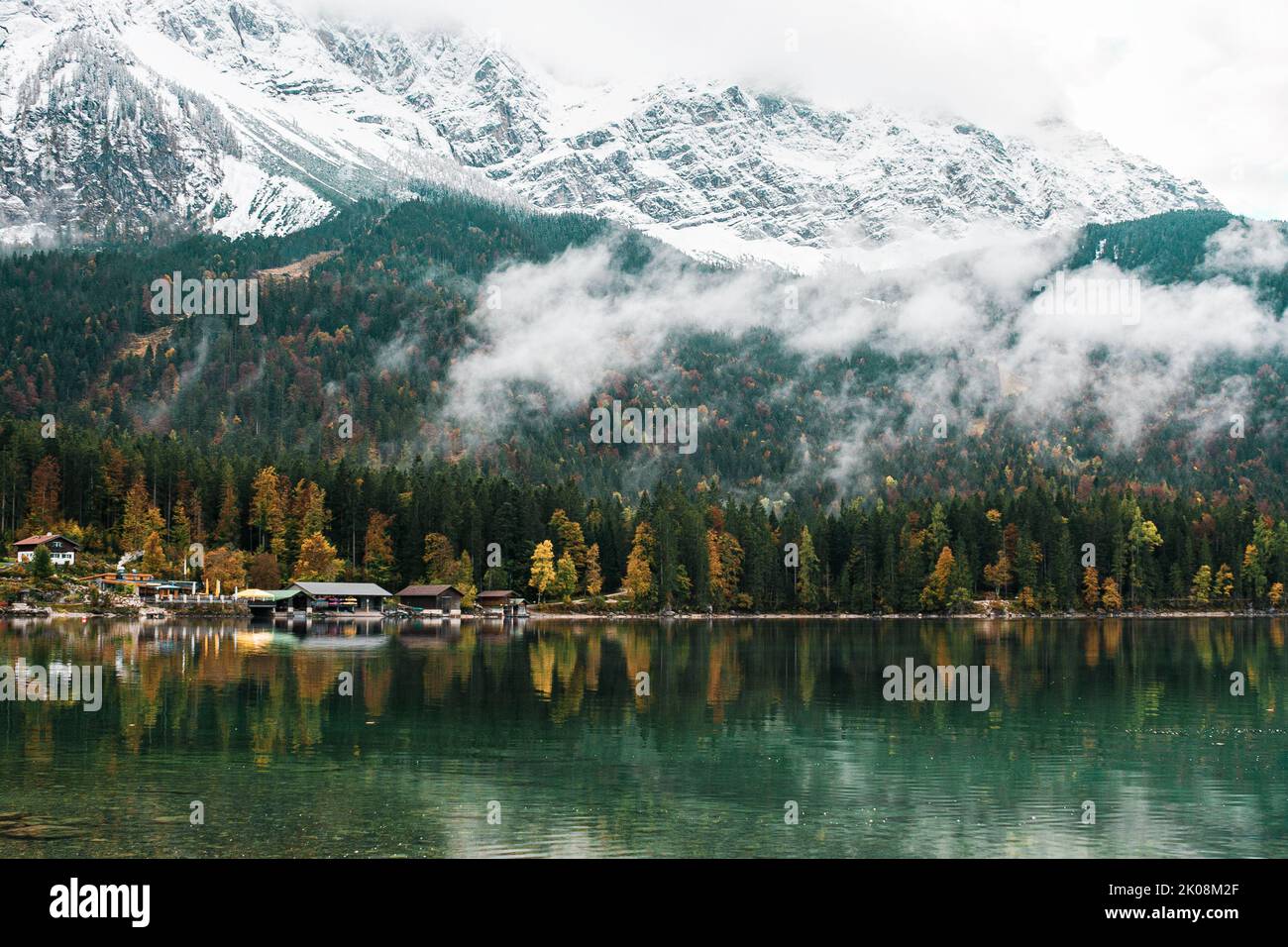 Cozy autumn morning in the Bavarian mountains, Germany. Alps landscape ...