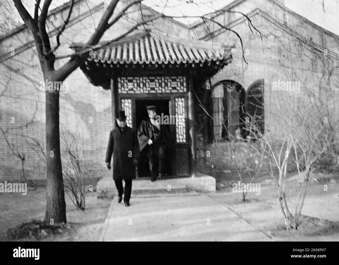 China. Buildings, 1913. Western men. Stock Photo