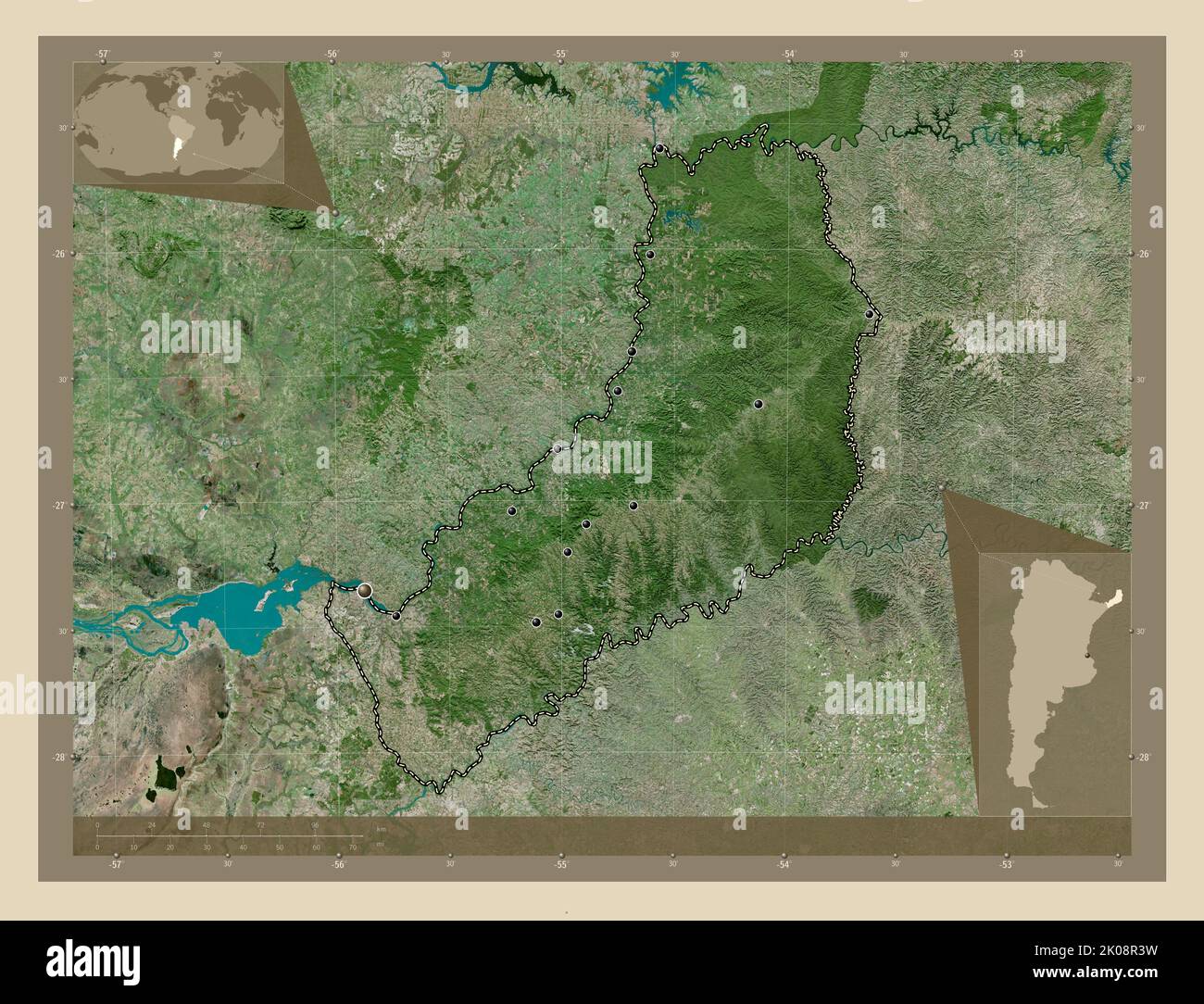 Misiones Province Of Argentina High Resolution Satellite Map Locations Of Major Cities Of The