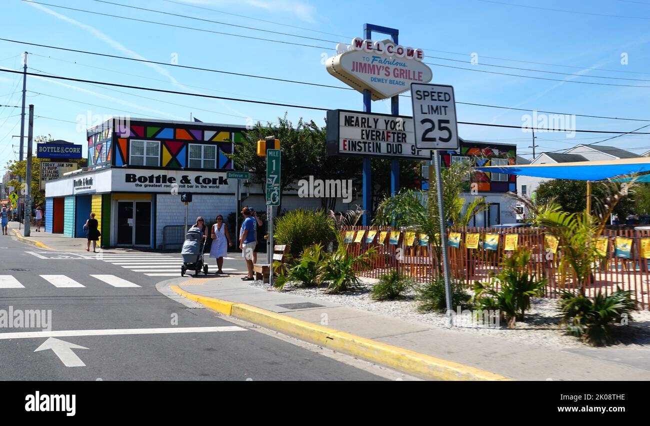 Dewey Beach, Delaware, U.S - September 3, 2022 - Bars and stores on Route 1 in the summer Stock Photo
