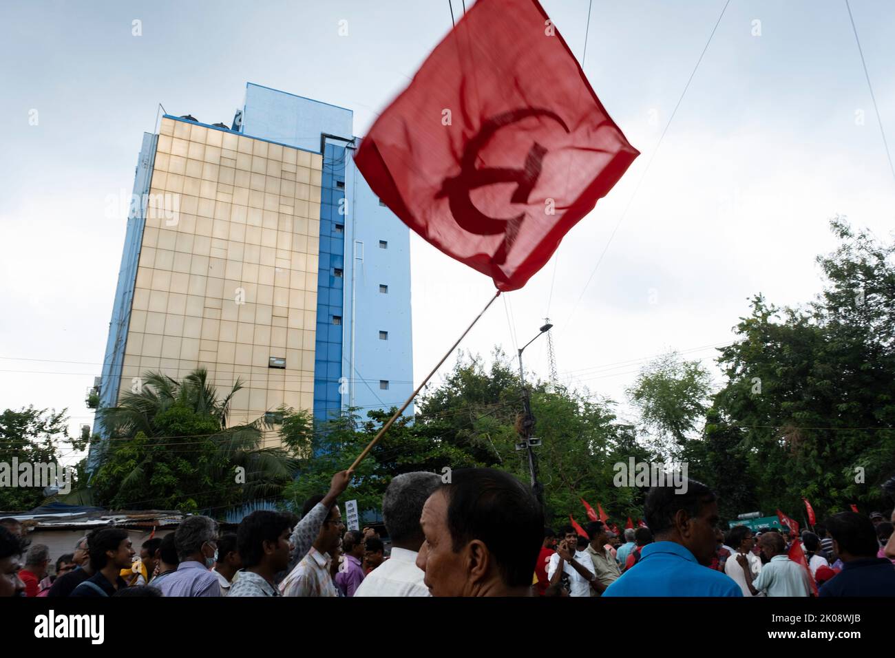 Kolkata, West Bengal, India. 9th Sep, 2022. Today, a sizable crowd was seen in the BidhanNagar municipality of Kolkata, close to the CGO complex. One out of threeÂ rallies began at Hudco More. There are several powerful members of the left front in attendance, including Muhammad Selim, Biman Basu, Surjokanto Misra, and Sujan Chakraborty. The gatherings principal goal is to fight the corruption of the ruling parties. (Credit Image: © Swattik Jana/Pacific Press via ZUMA Press Wire) Stock Photo