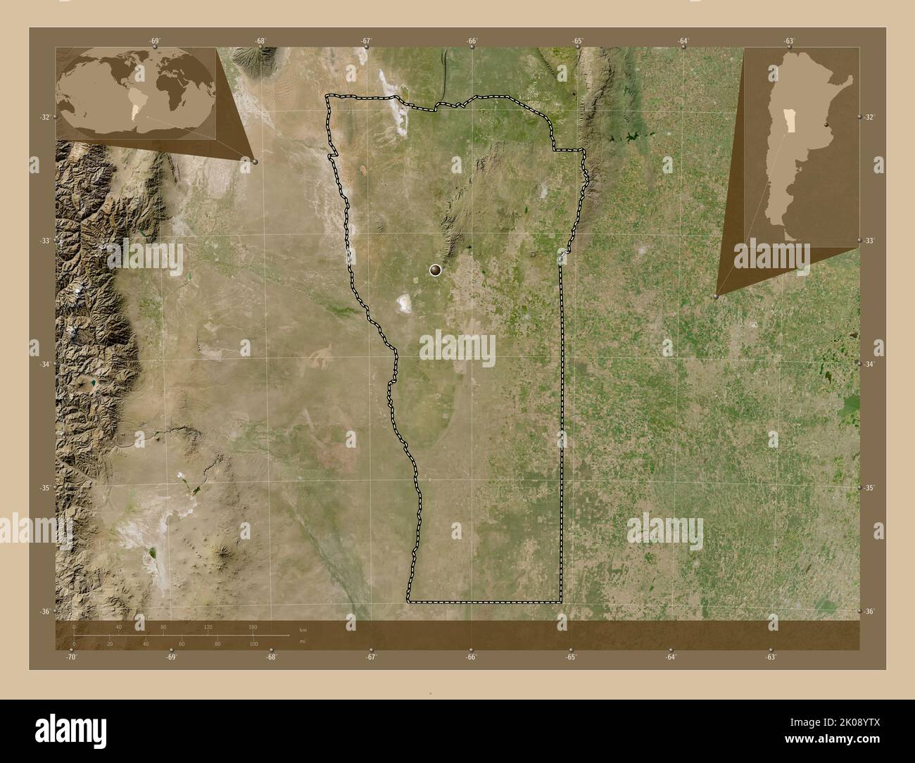 Sent Luis Map San Luis, province of Argentina. Low resolution satellite map. Corner ...