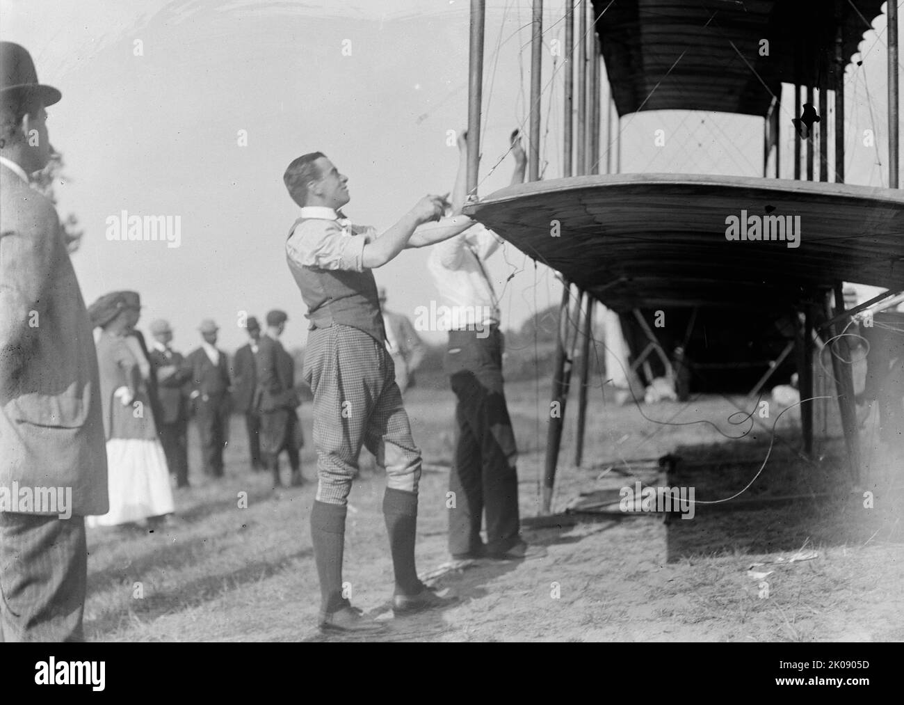 Claude Grahame-White - Fixing Wing of His Forman [sic] Plane, 1910 ...