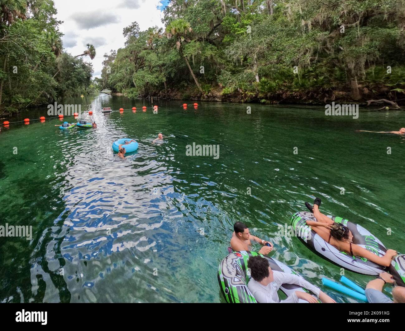 Orlando, FL USA August 5, 2022 People floating down the spring in