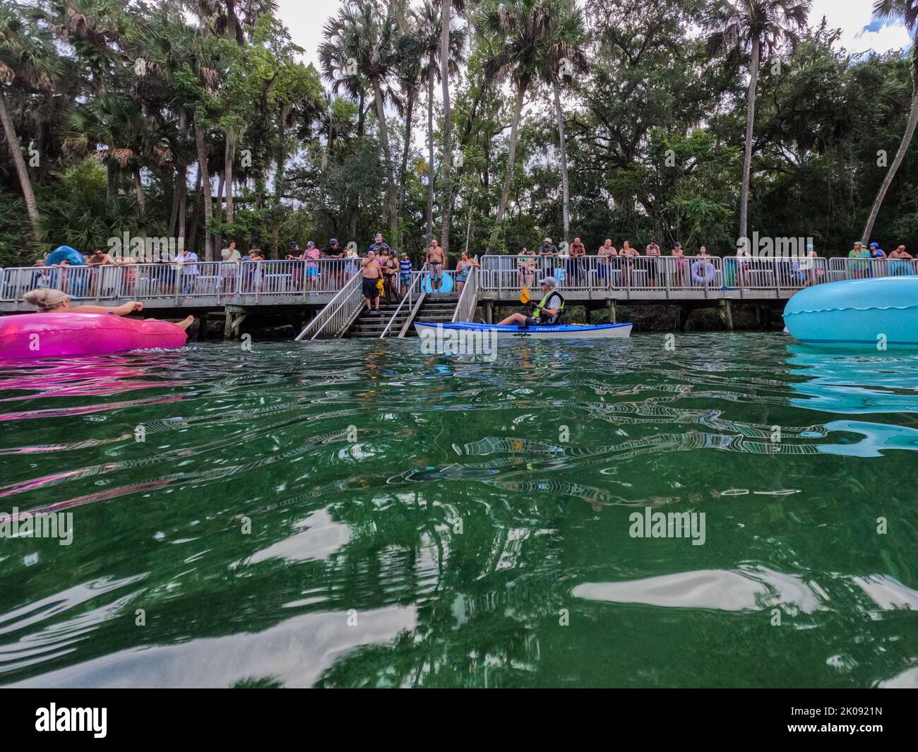 Orlando, FL USA August 5, 2022 People floating down the spring in