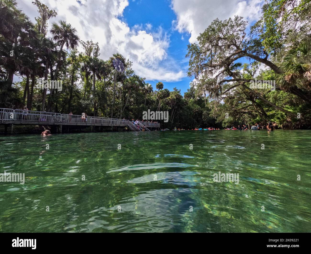 Orlando, FL USA August 5, 2022 People floating down the spring in