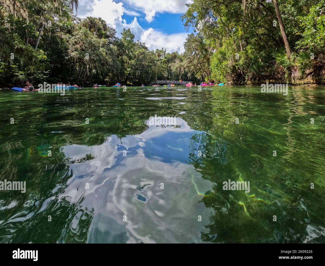 Orlando, FL USA August 5, 2022 People floating down the spring in