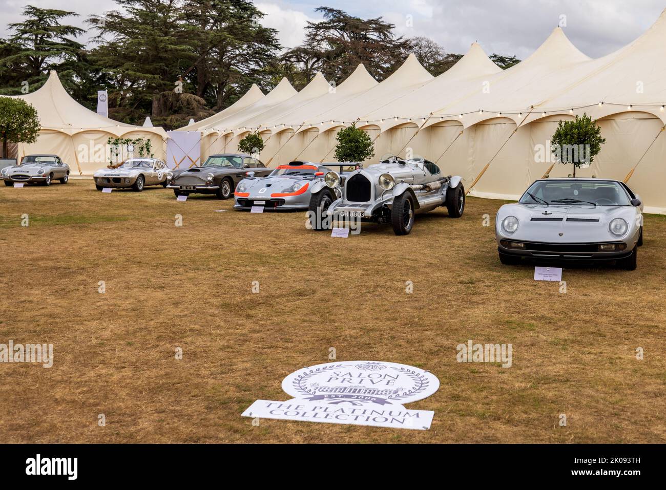 Stunning collection of historic cars on display at the Salon Privé 2022 held at Blenheim Palace Stock Photo