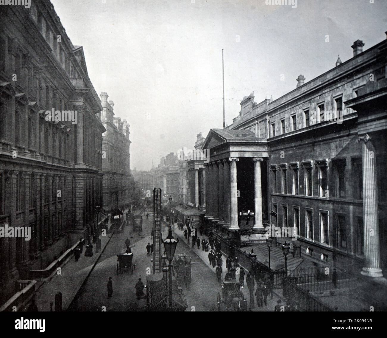 The General Post Office in St. Martin's Le Grand (later known as GPO East) was the main post office for London between 1829 and 1910, the headquarters of the General Post Office of the United Kingdom of Great Britain and Ireland, and England's first purpose-built post office. It was demolished in 1912. Stock Photo