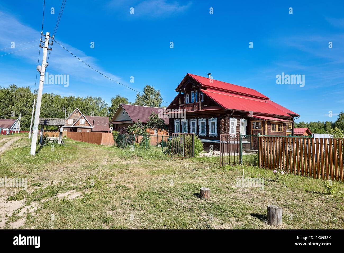 Old rural wooden house in russian village at summer sunny day Stock ...