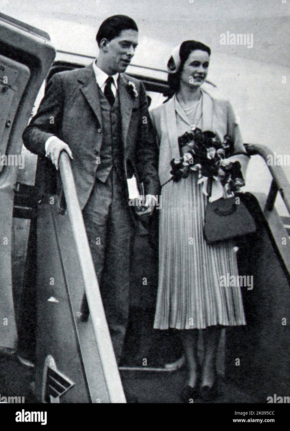On 29 September 1949 at St. Mark's Church, London, Lord Harewood married Marion Stein, a concert pianist and the daughter of the Viennese music publisher Erwin Stein. George Henry Hubert Lascelles, 7th Earl of Harewood, KBE, AM (7 February 1923 - 11 July 2011), styled The Honourable George Lascelles before 1929 and Viscount Lascelles between 1929 and 1947, was a British classical music administrator and author. Stock Photo
