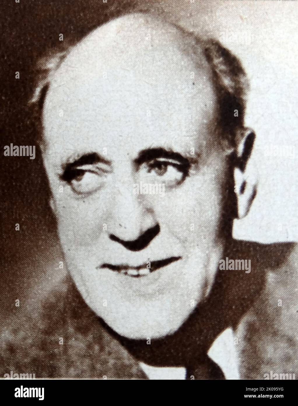 Alastair Sim. Alastair George Bell Sim, CBE (9 October 1900 - 19 August 1976) was a Scottish character actor who began his theatrical career at the age of thirty and quickly became established as a popular West End performer, remaining so until his death in 1976. Stock Photo