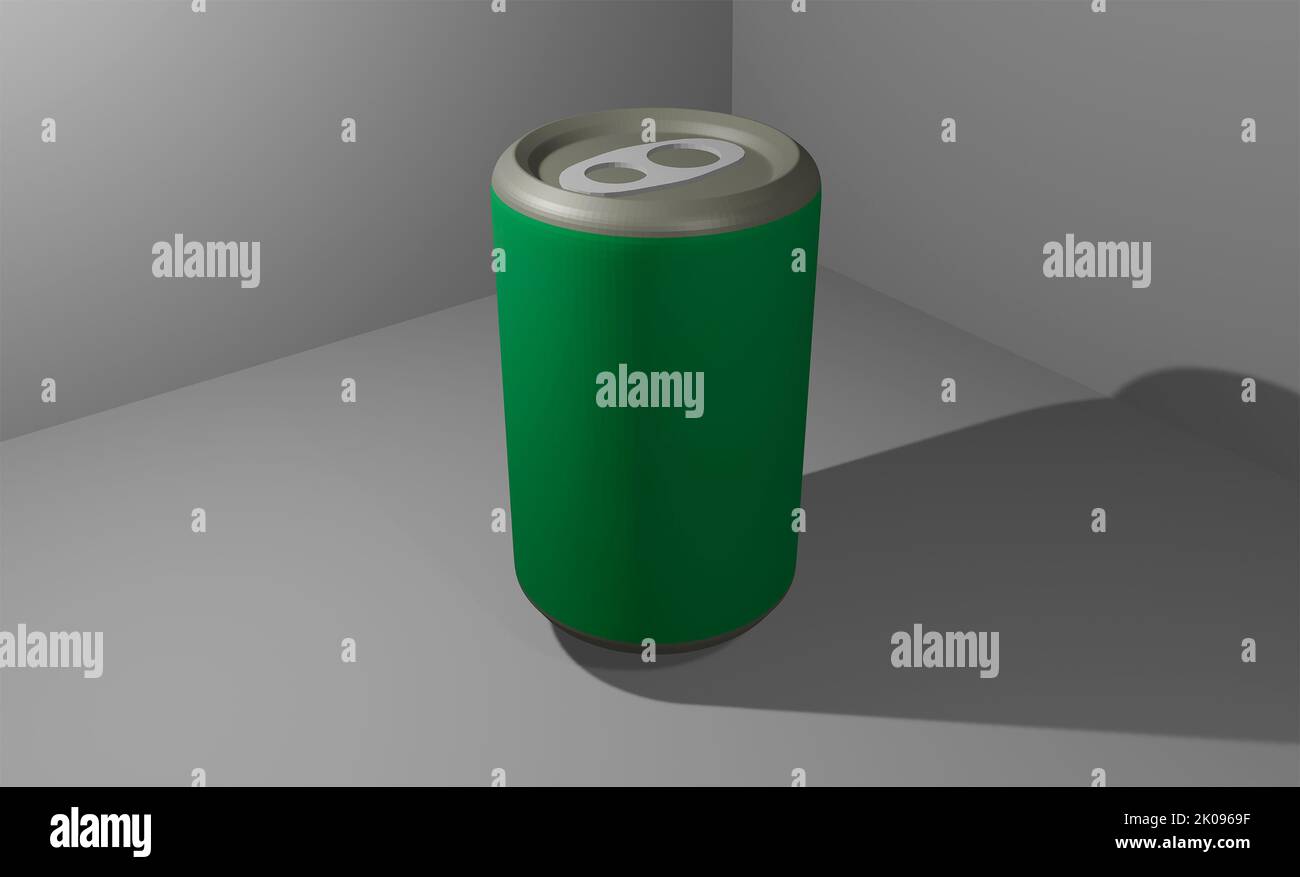 green soda can made with 3d program Stock Photo