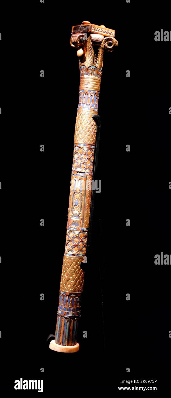 Gilded wooden and ivory pen case. Tutankhamun would have used it to