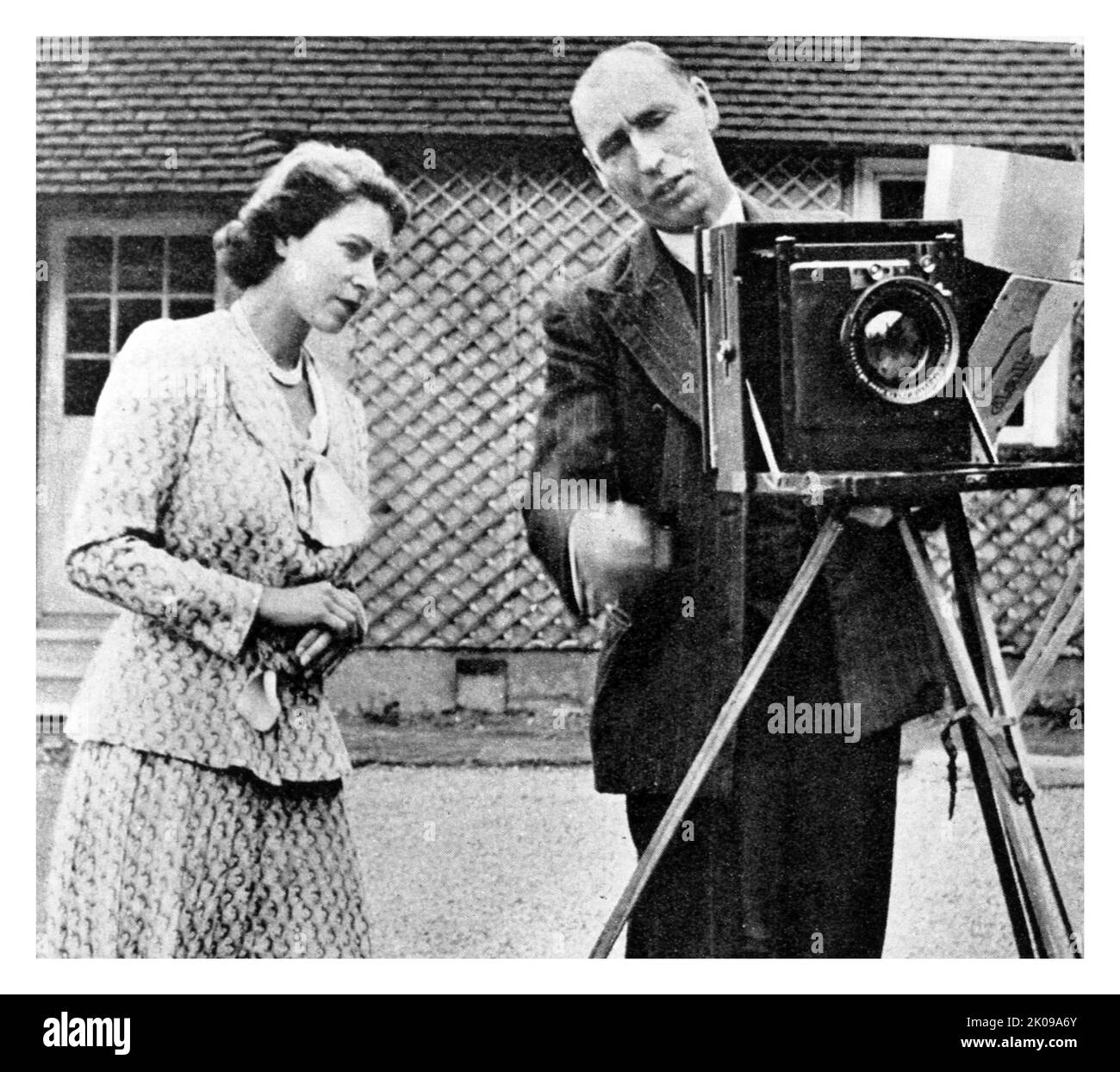 Princess Elizabeth inspecting a camera at the Windlesham Camera Club. Princess Elizabeth. Elizabeth II (Elizabeth Alexandra Mary; born 21 April 1926) is Queen of the United Kingdom and 15 other Commonwealth realms. She is the elder daughter of King George VI and Queen Elizabeth. Stock Photo