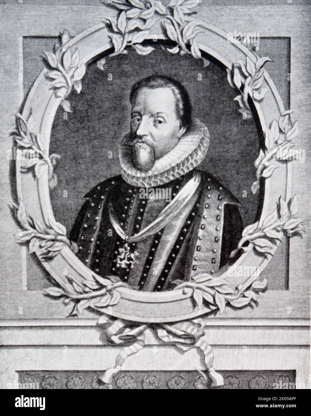 James VI and I (James Charles Stuart; 19 June 1566 - 27 March 1625) was King of Scotland as James VI from 24 July 1567 and King of England and Ireland as James I from the union of the Scottish and English crowns on 24 March 1603 until his death in 1625. Stock Photo