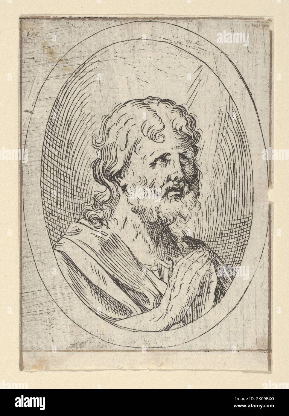 An apostle raising his eyes in prayer, in an oval frame, from Christ ...
