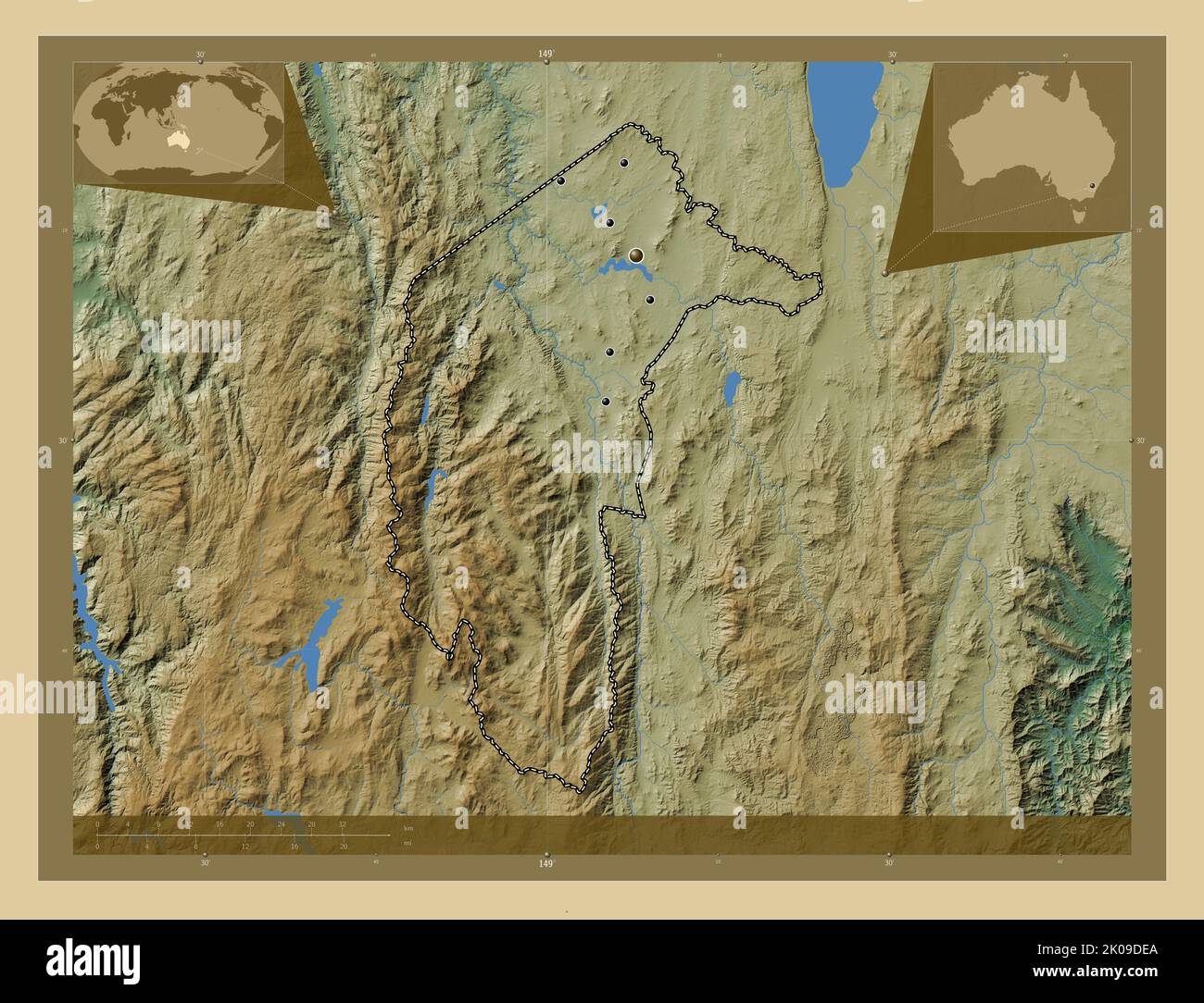 Australian Capital Territory, territory of Australia. Colored elevation