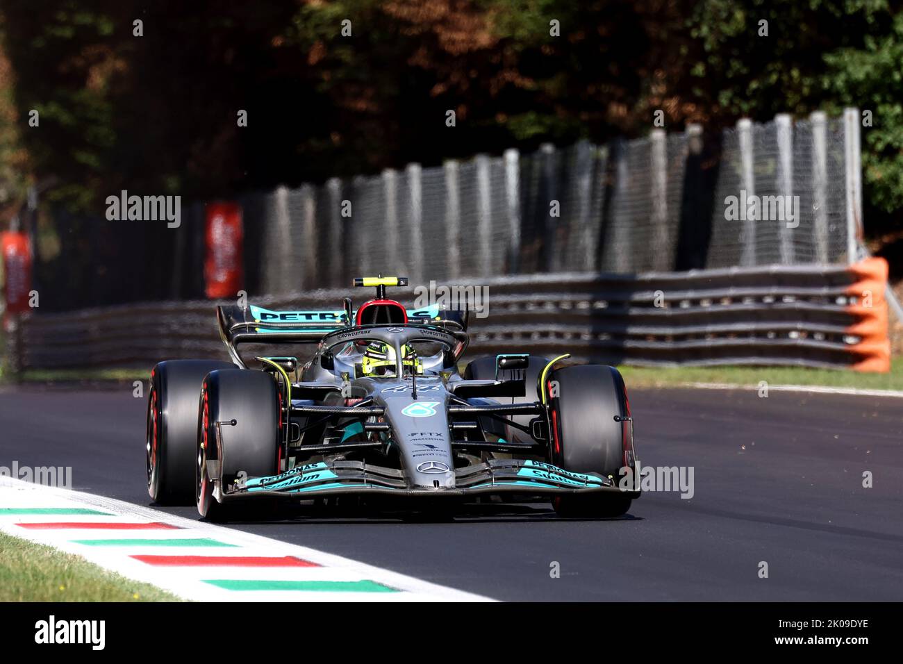 Lewis Hamilton of Mercedes AMG Petronas F1 Team on track during qualifying for the F1 Grand Prix of Italy