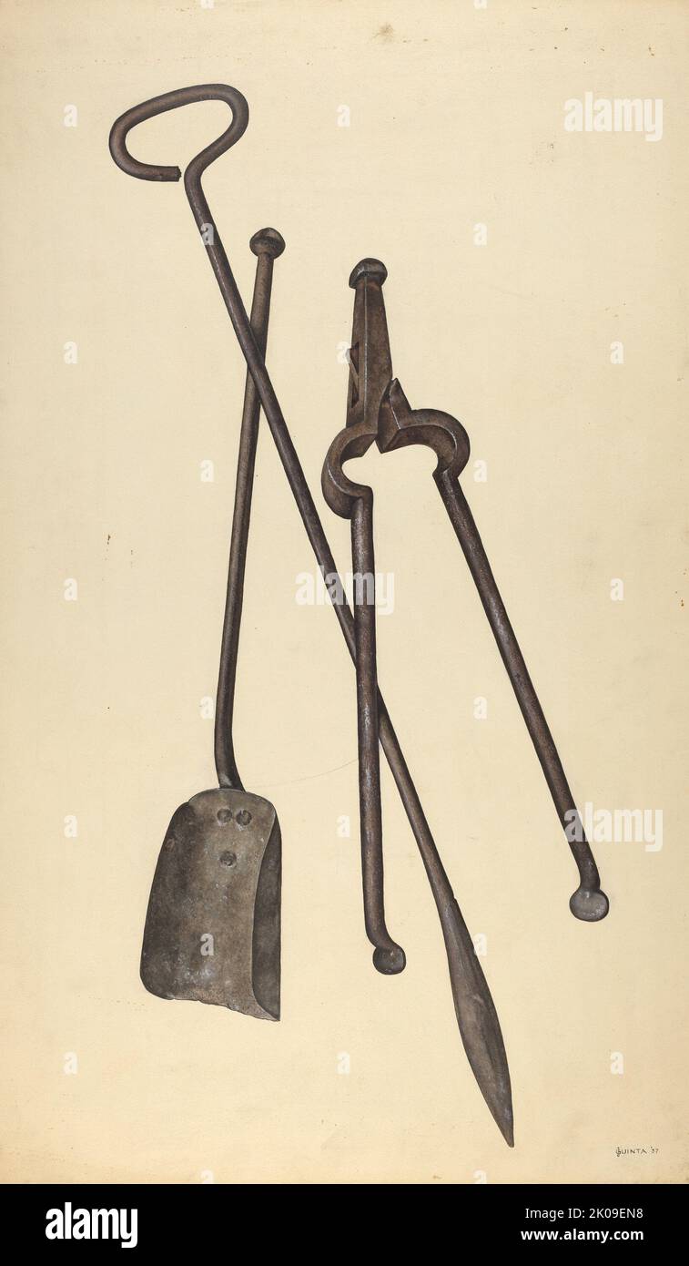 Zoar Fire Tongs, Poker and Shovel, 1937 Stock Photo Alamy