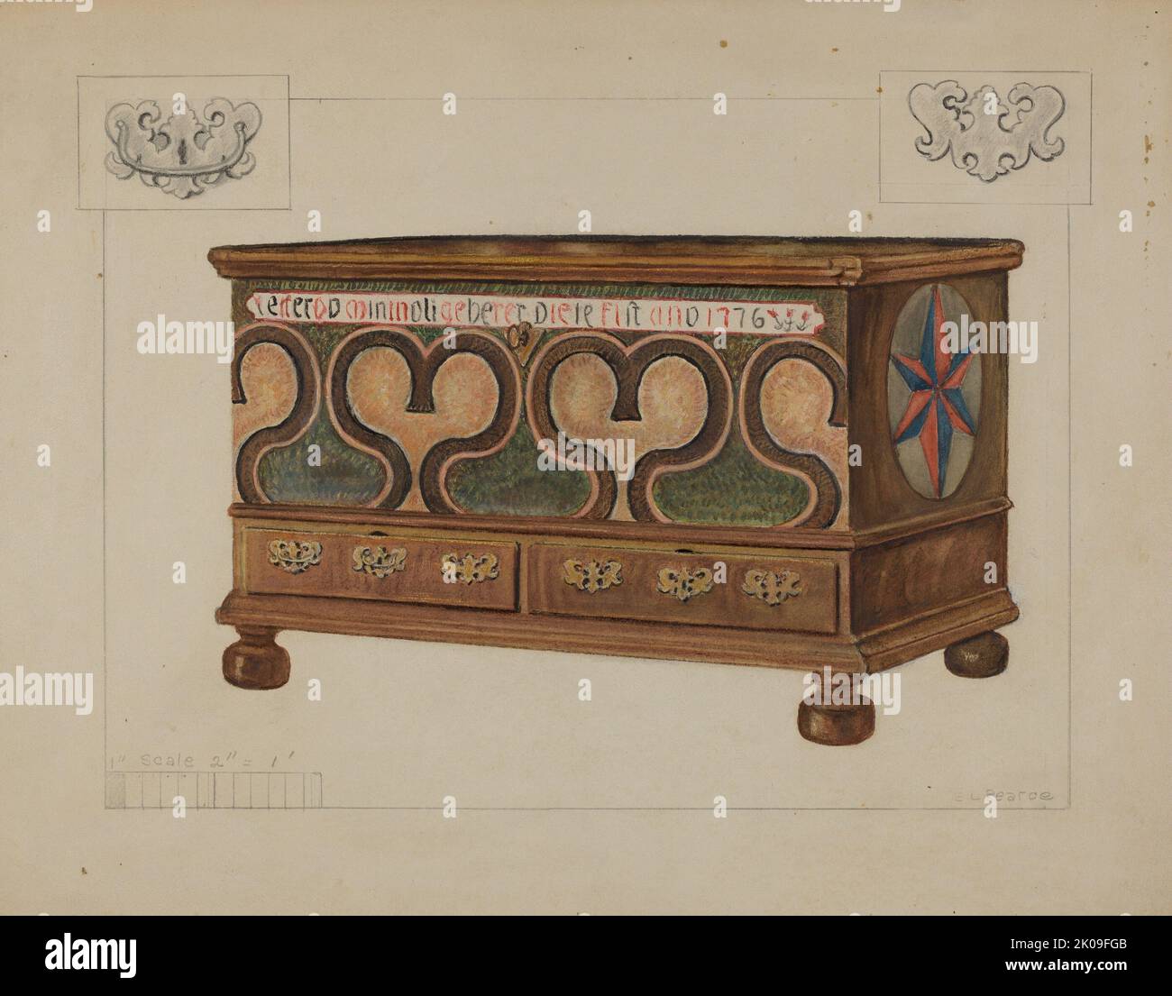 Pa. German Chest, c. 1936 Stock Photo Alamy