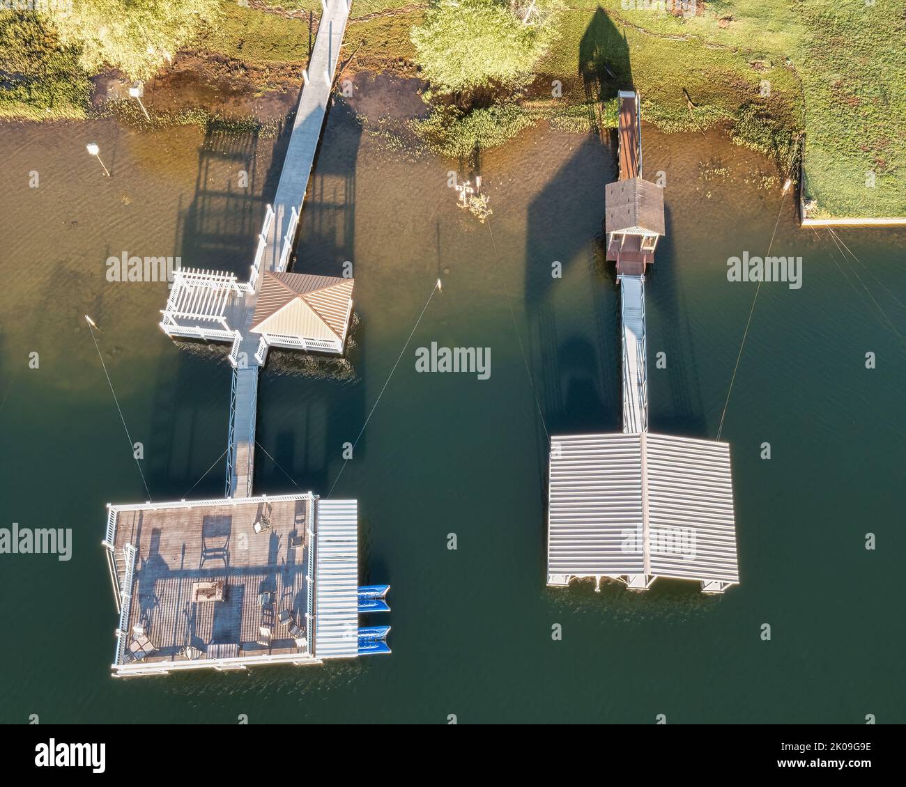 Floating boat docks with upper deck Stock Photo Alamy