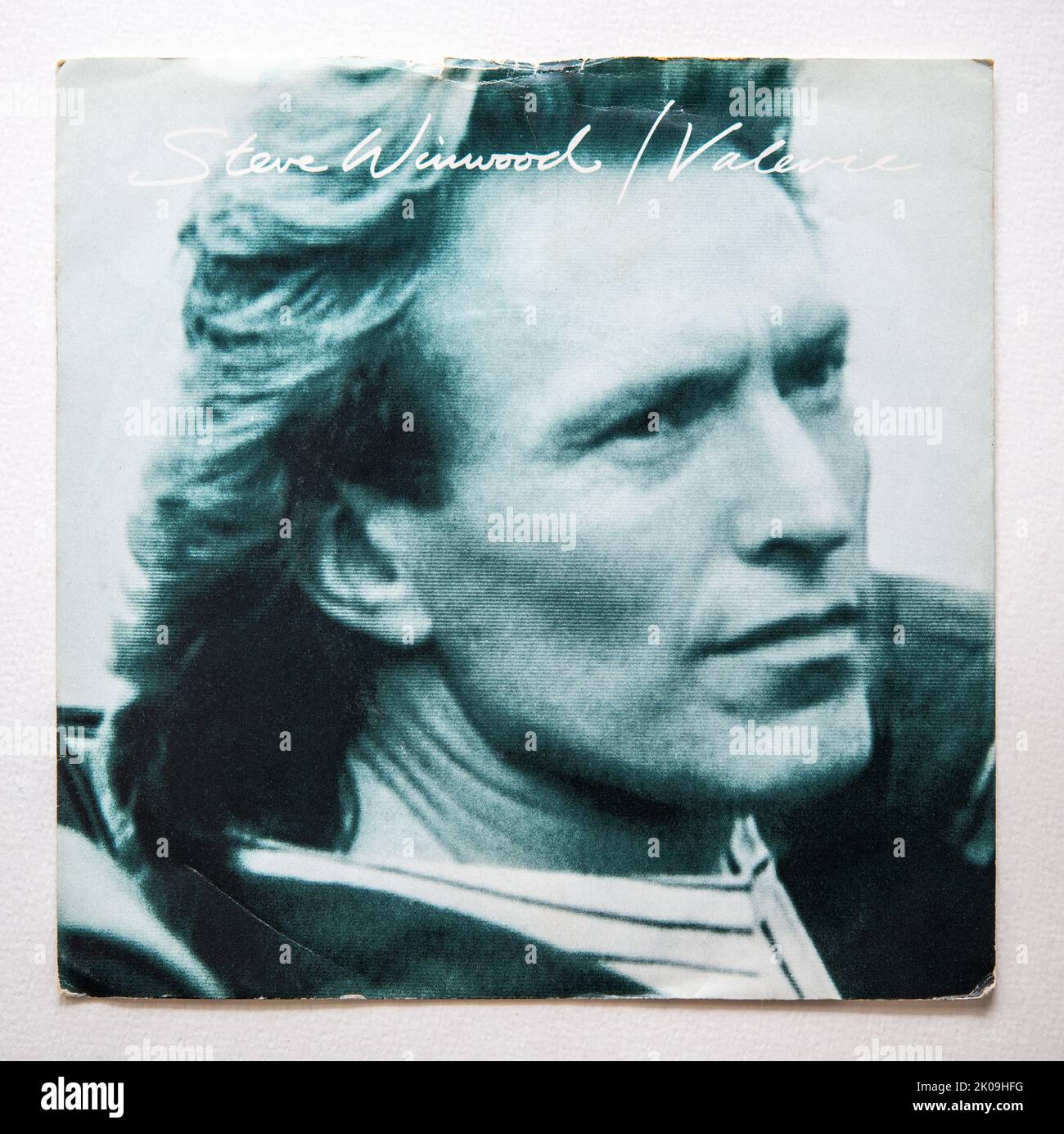 Picture cover of the seven inch single version of Valerie by Steve Winwood, which was released in 1982. Stock Photo