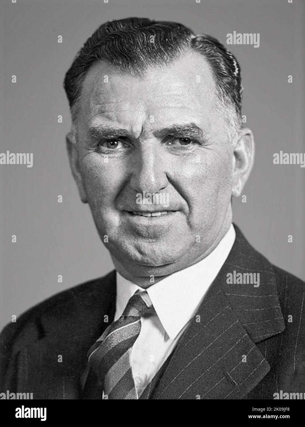 Sir Sidney Holland (1893 - 1961) New Zealand politician who served as the 25th prime minister of New Zealand from 13 December 1949 to 20 September 1957. He was instrumental in the creation and consolidation of the New Zealand National Party, which was to dominate New Zealand politics for much of the second half of the 20th century. Stock Photo