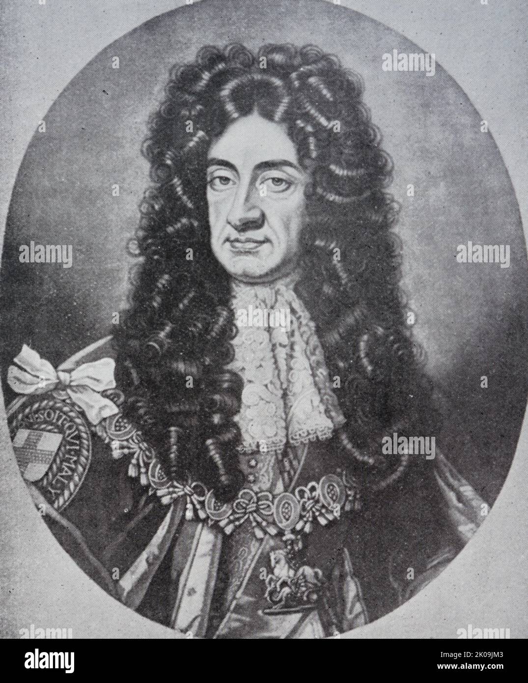 Charles II (29 May 1630 - 6 February 1685) was King of Scotland from 1649 until 1651, and King of Scotland, England and Ireland from the 1660 Restoration of the monarchy until his death in 1685. Stock Photo