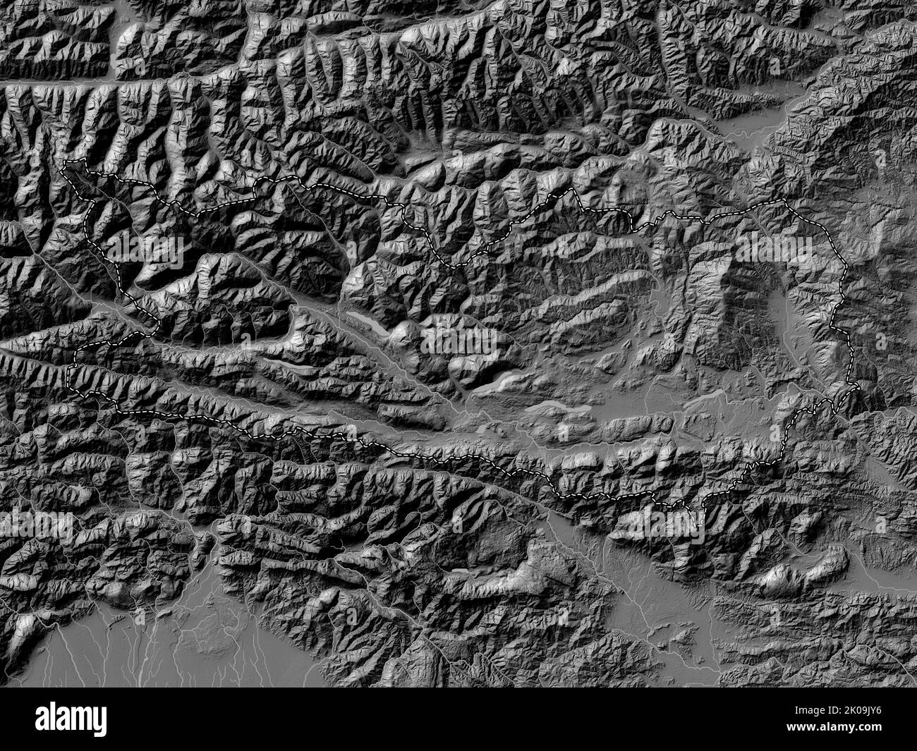 Karnten, state of Austria. Bilevel elevation map with lakes and rivers ...