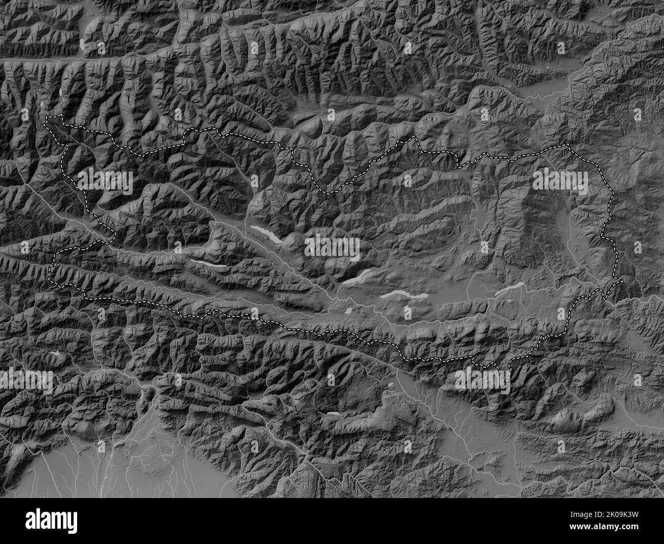 Karnten, state of Austria. Grayscale elevation map with lakes and ...