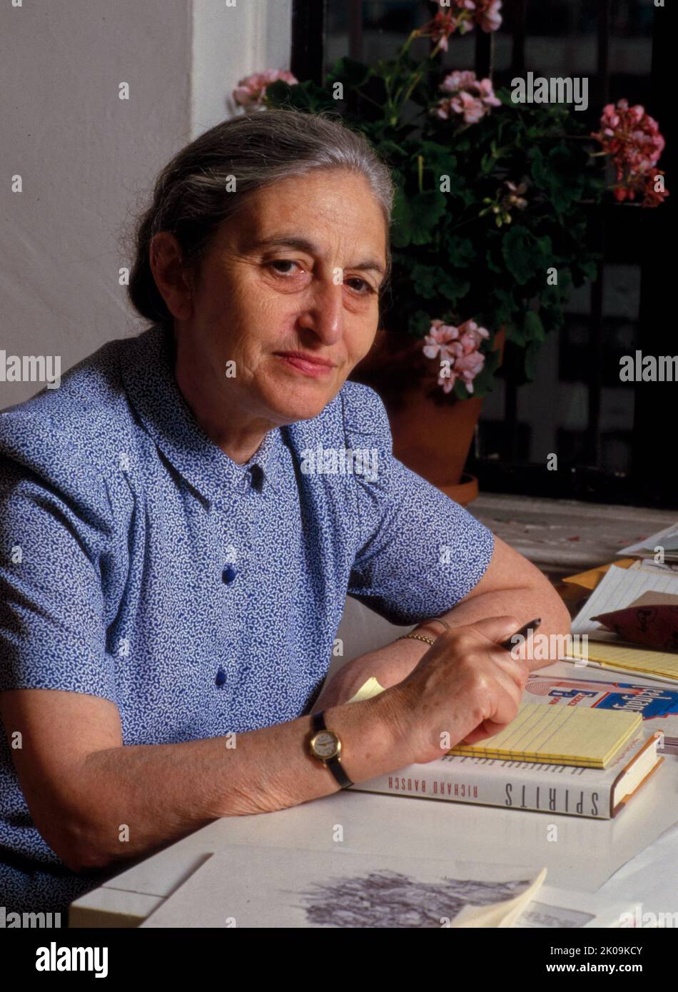 Ruth Prawer Jhabvala CBE (1927 - 2013) German-born British and American Booker prize-winning novelist, short story writer and two-time Academy Award-winning screenwriter. She is perhaps best known for her long collaboration with Merchant Ivory Productions, made up of director James Ivory and producer Ismail Merchant. Stock Photo