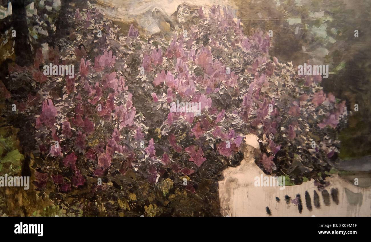 Vrubel M.A. 1856-1910. Lilac. 1901, unfinished painting by Mikhail Vrubel (March 17, 1856 - April 14, 1910, all n.s.) - a 19th-20th century Russian painter who worked in all genres of art, including painting, graphics, decorative sculpture, and theatrical art. Stock Photo