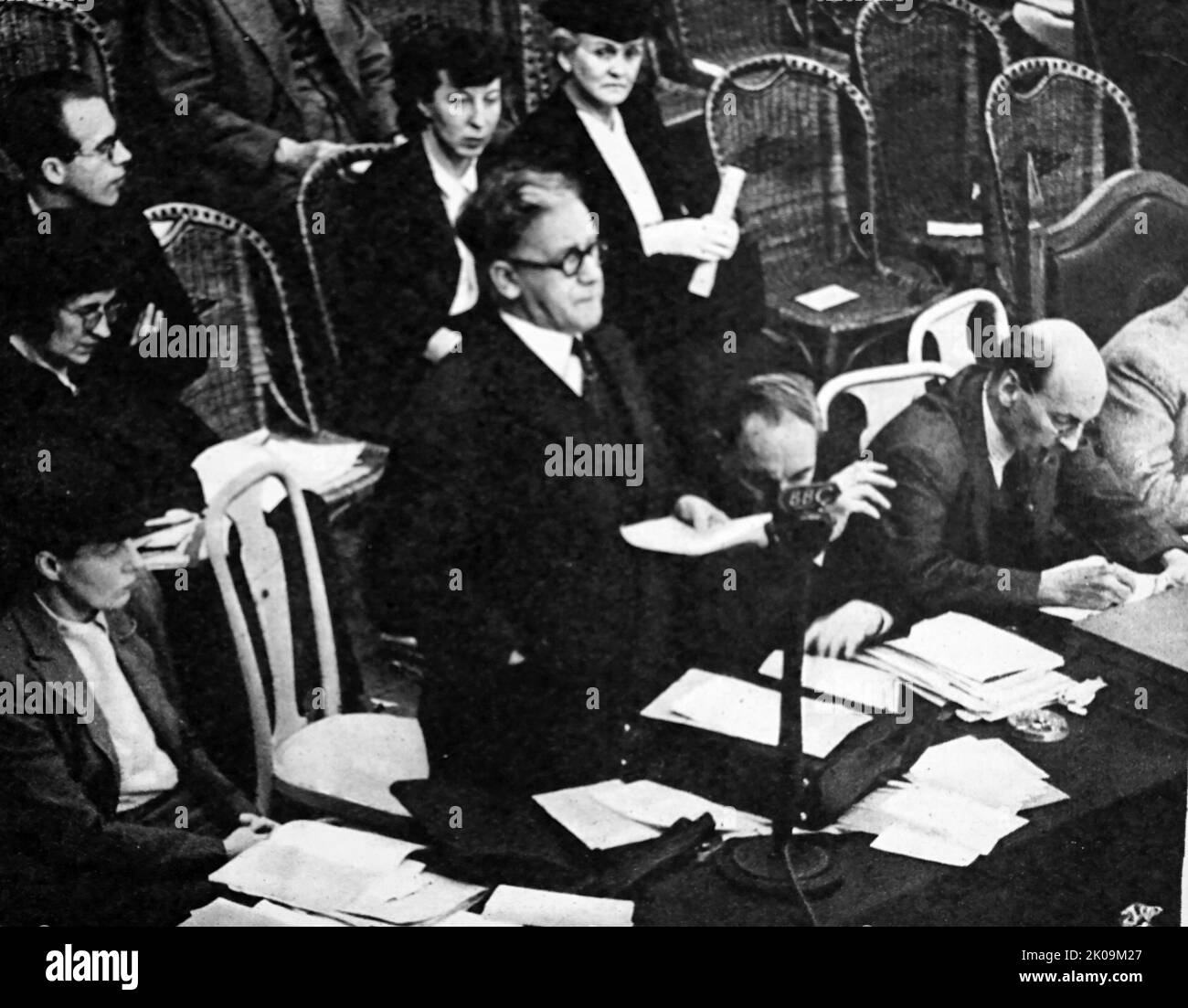 Herbert Morrison addressing the Labour Party conference. Herbert Stanley Morrison, Baron Morrison of Lambeth, CH, PC (3 January 1888 - 6 March 1965) was a British Labour politician who held a variety of senior positions in the Cabinet. During the inter-war period, he was Minister of Transport during the 1929-1931 Labour Government, then, after losing his seat in Parliament in 1931, became Leader of the London County Council in the 1930s. Returning to the Commons in 1935, he was defeated by Clement Attlee in the Labour leadership election that year, but later acted as Home Secretary in the wart Stock Photo