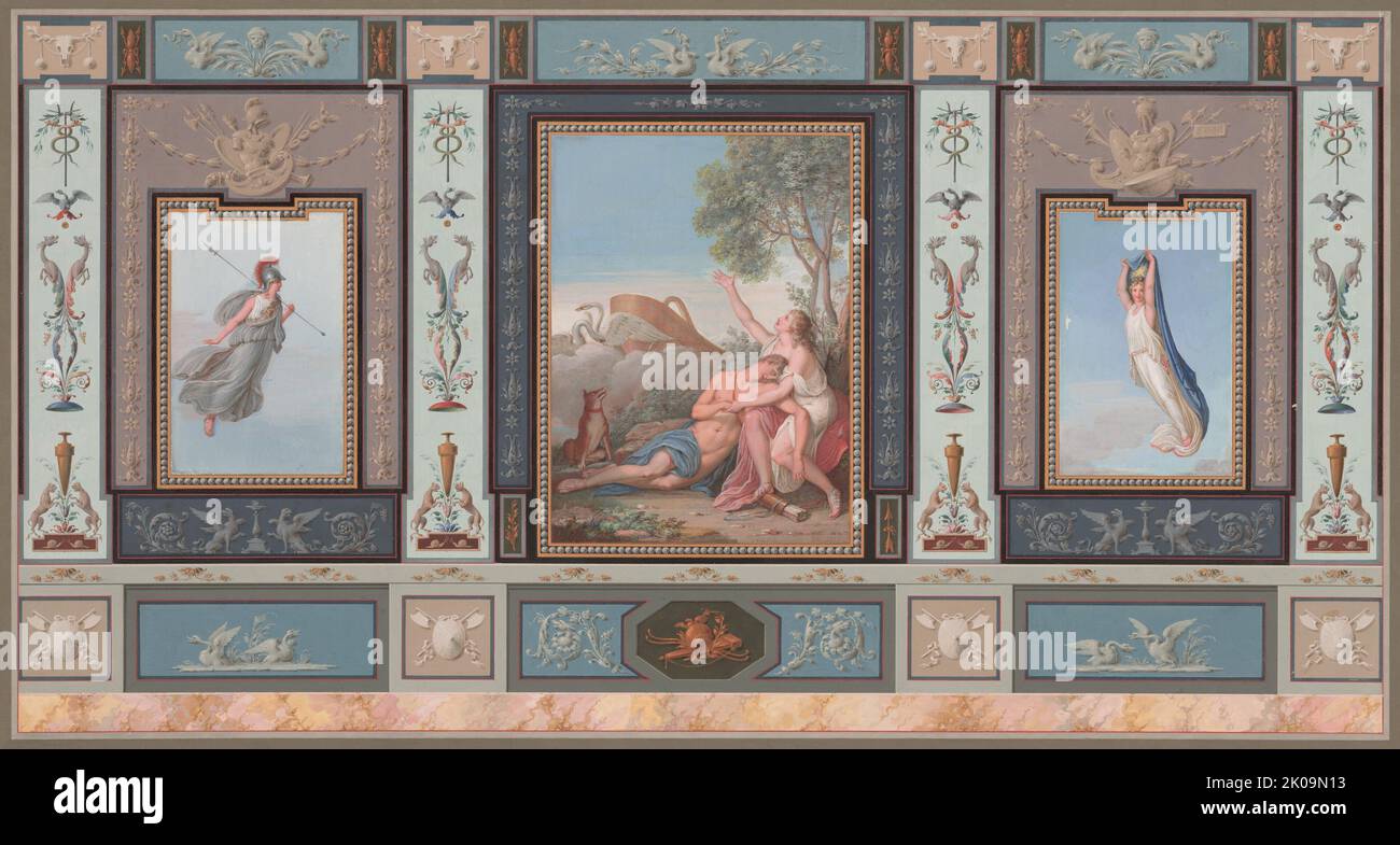Elaborate Wall Decorations with Venus and Adonis, c. 1800. Stock Photo